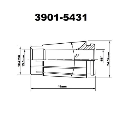 H & H INDUSTRIAL PRODUCTS Pro-Series 1/8" Sk16 Lyndex Style Collet 3901-5431